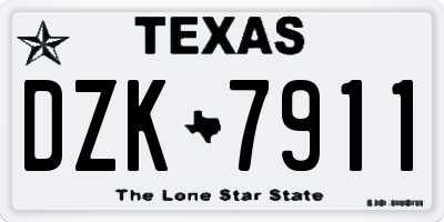 TX license plate DZK7911