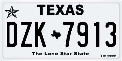 TX license plate DZK7913