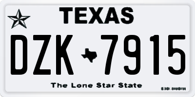 TX license plate DZK7915