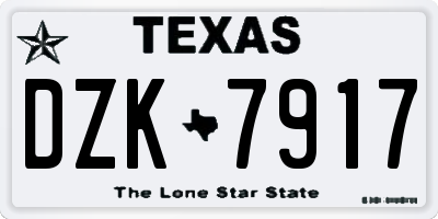 TX license plate DZK7917