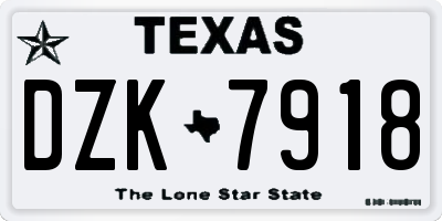 TX license plate DZK7918
