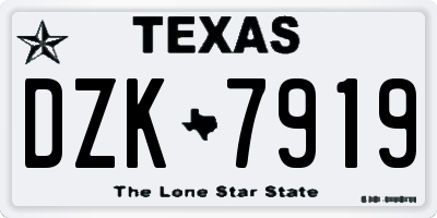 TX license plate DZK7919