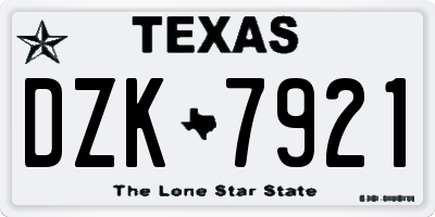 TX license plate DZK7921