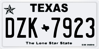 TX license plate DZK7923