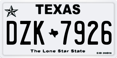TX license plate DZK7926