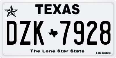 TX license plate DZK7928