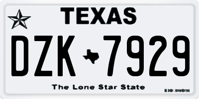 TX license plate DZK7929