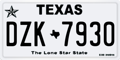 TX license plate DZK7930