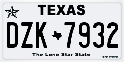 TX license plate DZK7932