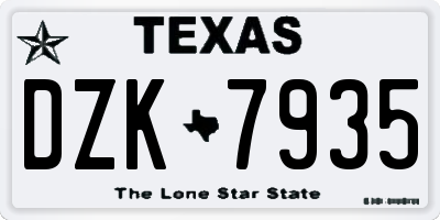 TX license plate DZK7935