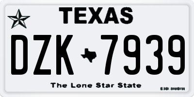 TX license plate DZK7939