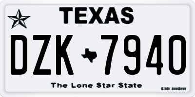 TX license plate DZK7940