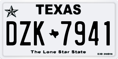 TX license plate DZK7941