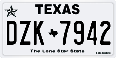 TX license plate DZK7942