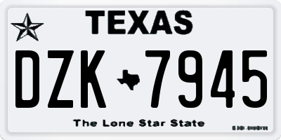 TX license plate DZK7945