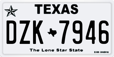 TX license plate DZK7946