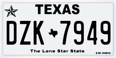 TX license plate DZK7949