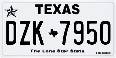 TX license plate DZK7950