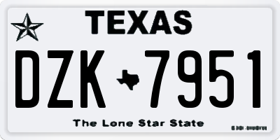 TX license plate DZK7951