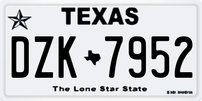TX license plate DZK7952