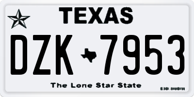 TX license plate DZK7953