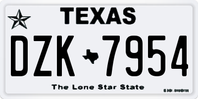 TX license plate DZK7954
