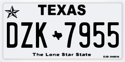 TX license plate DZK7955