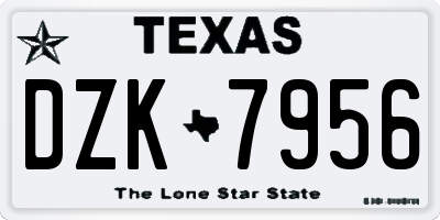 TX license plate DZK7956