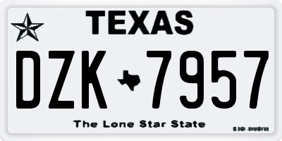 TX license plate DZK7957