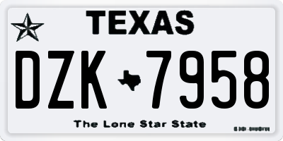 TX license plate DZK7958