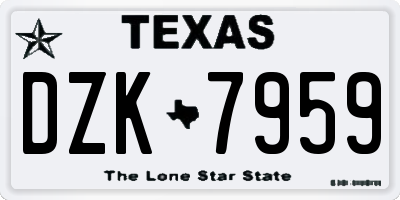 TX license plate DZK7959