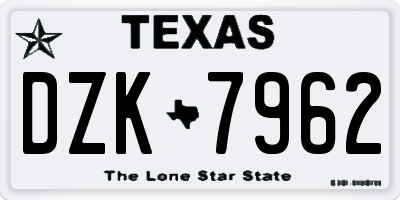 TX license plate DZK7962