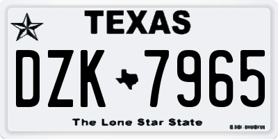 TX license plate DZK7965