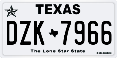 TX license plate DZK7966