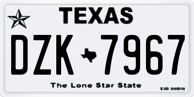TX license plate DZK7967