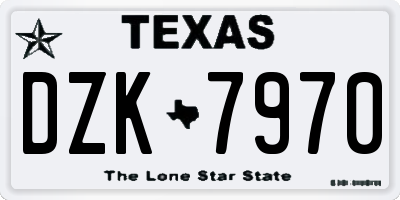 TX license plate DZK7970