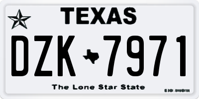 TX license plate DZK7971