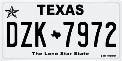 TX license plate DZK7972