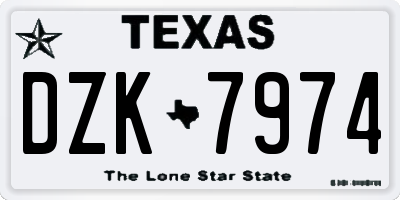 TX license plate DZK7974