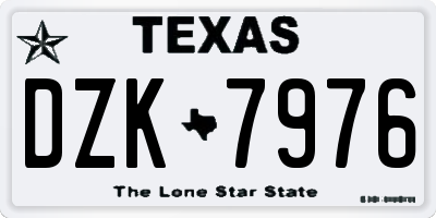 TX license plate DZK7976