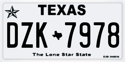 TX license plate DZK7978