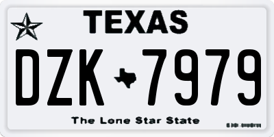 TX license plate DZK7979
