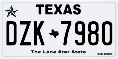 TX license plate DZK7980