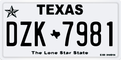 TX license plate DZK7981