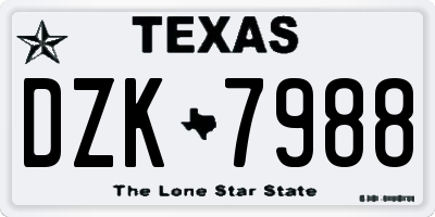 TX license plate DZK7988