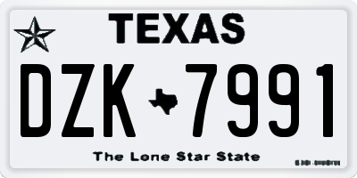 TX license plate DZK7991