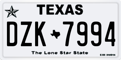 TX license plate DZK7994