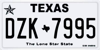 TX license plate DZK7995