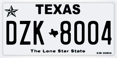 TX license plate DZK8004