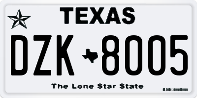 TX license plate DZK8005